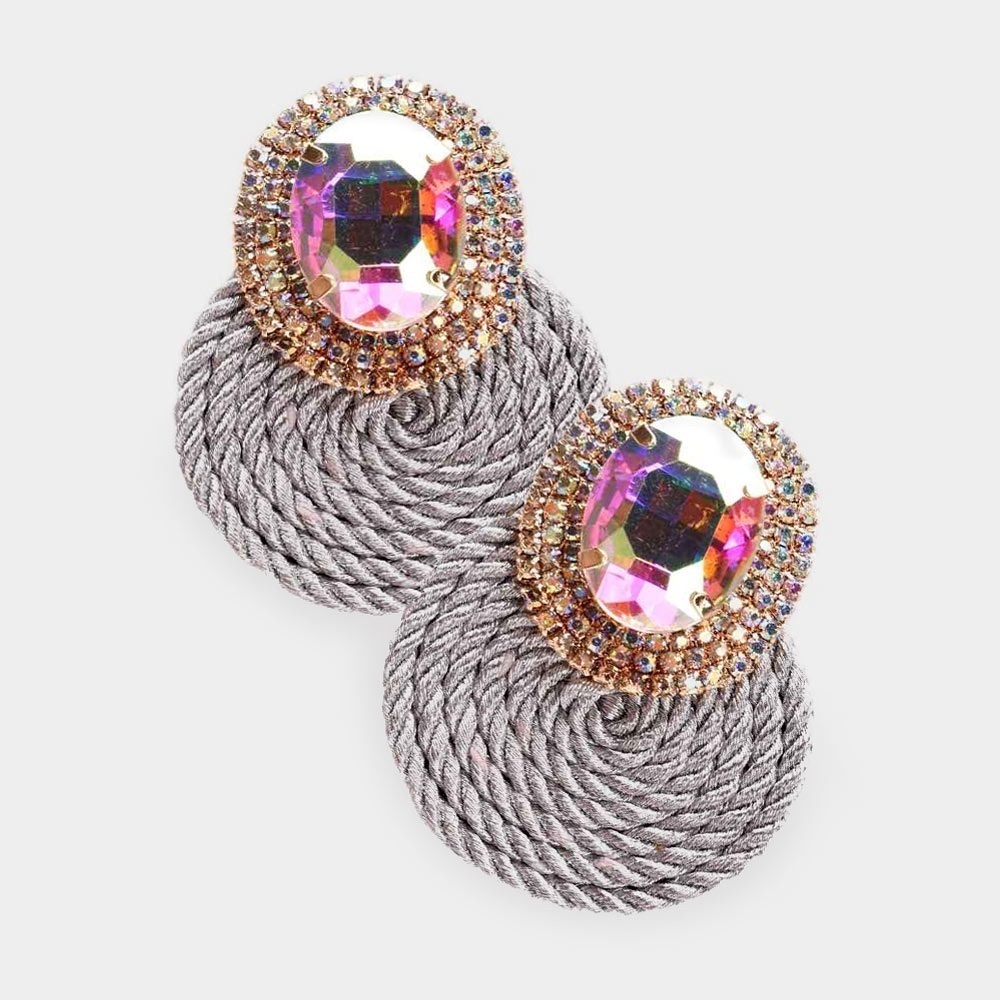 Oval stone earrings